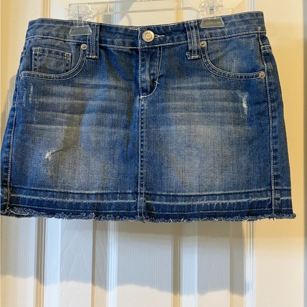 So Wear It Declare It Distressed Blue Mini Skirt